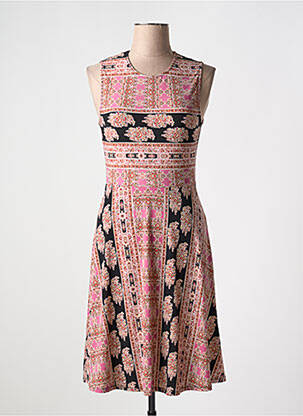Robe mi-longue imprimé fantaisie sans manche rose BCBGMAXAZRIA femme