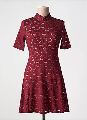 Robe courte manches courtes manches courtes rouge BCBGMAXAZRIA femme