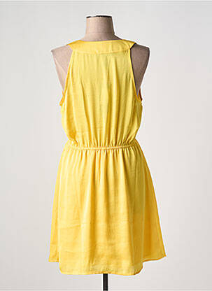 Robe mi-longue coupe fluide sans manche jaune BCBGMAXAZRIA femme