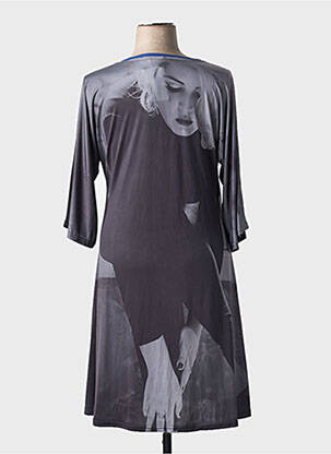 Robe mi-longue manches 3/4 manches 3/4 gris fonce EDMOND BOUBLIL femme