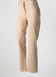 Pantalon droit fermeture zippée sous rabat boutonné beige DIANE LAURY femme