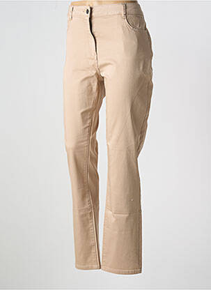 Pantalon droit fermeture zippée sous rabat boutonné beige DIANE LAURY femme