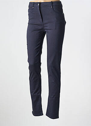 Pantalon slim tissage popeline taille normale bleu JULIE GUERLANDE femme