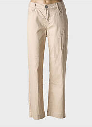 Pantalon droit fermeture zippée sous rabat boutonné beige CISO femme