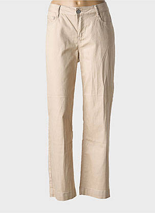 Pantalon droit fermeture zippée sous rabat boutonné beige CISO femme