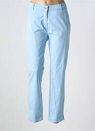 Pantalon droit fermeture zippée sous rabat boutonné bleu BRANDTEX femme