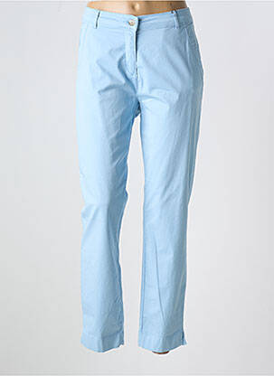 Pantalon droit fermeture zippée sous rabat boutonné bleu BRANDTEX femme