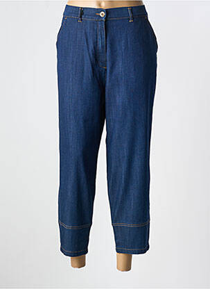 Pantalon droit fermeture zippée sous rabat boutonné bleu EAST DRIVE femme
