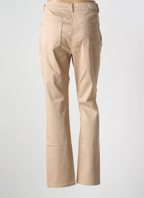 Pantalon droit fermeture zippée sous rabat boutonné beige DIANE LAURY femme