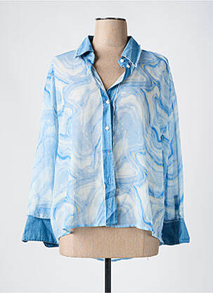 Chemisier tissage crêpe manches longues bleu CARLA GIANNINI femme