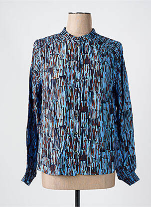Chemisier col mao manches longues bleu BRANDTEX femme