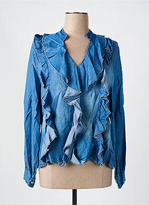 Blouse poignets boutonnés avec fente manches longues bleu LACOMY femme
