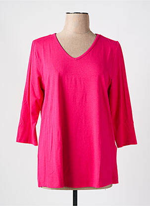 Top tissage jersey manches 3/4 rose CISO femme