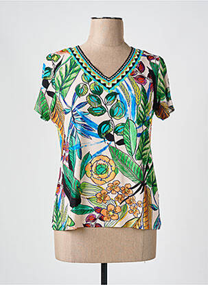 T-shirt col v manches courtes vert TELMAIL femme