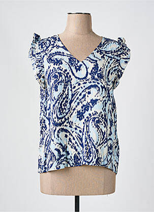 Blouse manches courtes manches courtes bleu B.YOUNG femme