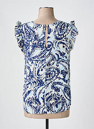 Blouse tissage popeline manches courtes bleu B.YOUNG femme