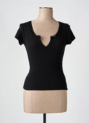 T-shirt col v manches courtes noir JUBYLEE femme