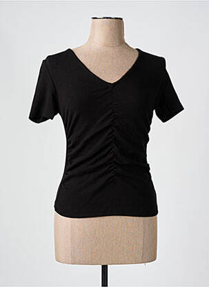 T-shirt col v manches courtes noir JUBYLEE femme