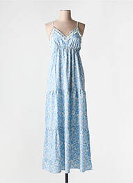 Robe longue manches bretelles ajustables fines bretelles bleu S.WOMAN femme