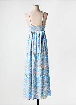 Robe longue manches bretelles ajustables fines bretelles bleu S.WOMAN femme