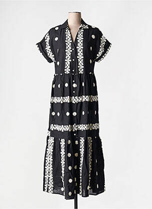 Robe longue manches courtes manches courtes noir JUBYLEE femme