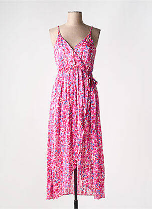 Robe longue imprimé fantaisie fines bretelles rose MAELLE femme