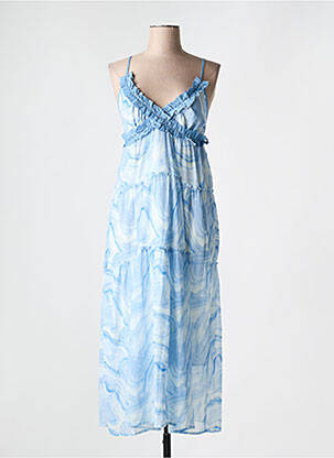 Robe longue imprimé fantaisie fines bretelles bleu CARLA GIANNINI femme