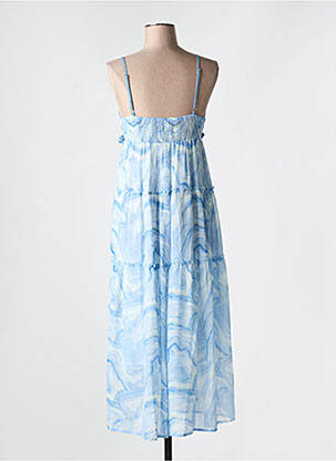 Robe longue imprimé fantaisie fines bretelles bleu CARLA GIANNINI femme