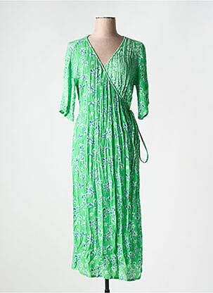 Robe mi-longue manches 3/4 manches 3/4 vert AGATHE & LOUISE femme