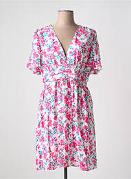 Robe mi-longue imprimé fleurs manches courtes rose MAELLE femme