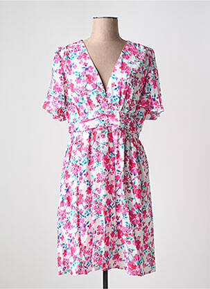 Robe mi-longue imprimé fleurs manches courtes rose MAELLE femme