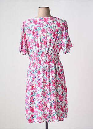 Robe mi-longue imprimé fleurs manches courtes rose MAELLE femme