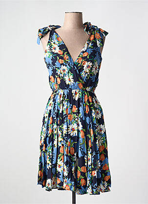 Robe mi-longue imprimé fleurs sans manche bleu HIPPOCAMPE femme