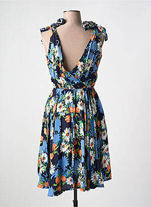 Robe mi-longue imprimé fleurs sans manche bleu HIPPOCAMPE femme