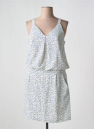 Robe mi-longue imprimé fleurs sans manche blanc IT HIPPIE femme