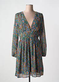 Robe mi-longue imprimé fantaisie manches longues vert MAELLE femme