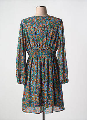 Robe mi-longue imprimé fantaisie manches longues vert MAELLE femme