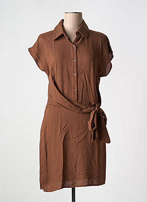 Robe mi-longue manches courtes manches courtes marron JUBYLEE femme