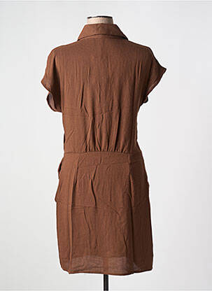 Robe mi-longue manches courtes manches courtes marron JUBYLEE femme