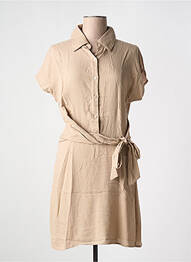 Robe mi-longue manches courtes manches courtes beige JUBYLEE femme