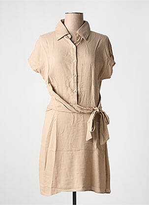 Robe mi-longue manches courtes manches courtes beige JUBYLEE femme
