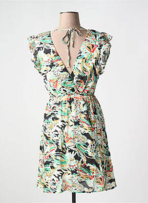 Robe mi-longue imprimé fantaisie manches courtes vert MAELLE femme