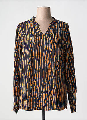 Blouse imprimé fantaisie manches longues marron CISO femme