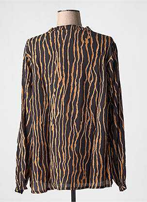 Blouse imprimé fantaisie manches longues marron CISO femme