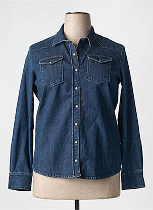 Chemisier coupe cintrée manches longues bleu KANOPE femme