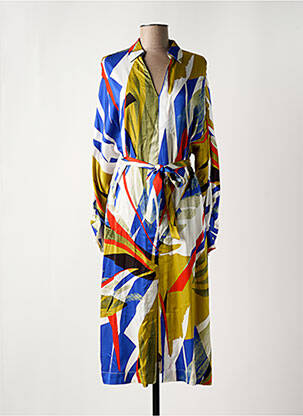 Robe mi-longue imprimé fantaisie manches longues bleu LOLA CASADEMUNT femme