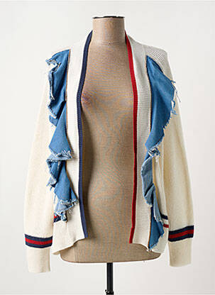 Gilet manches longues resserrée sur le bas beige PLEASE femme