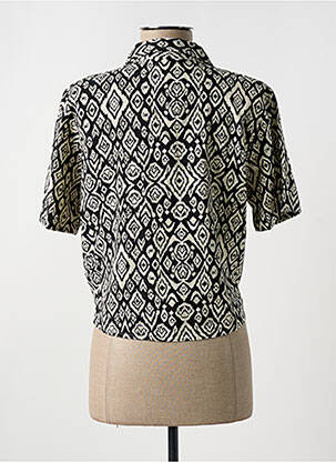 Chemisier tissage crêpe manches courtes noir ICHI femme