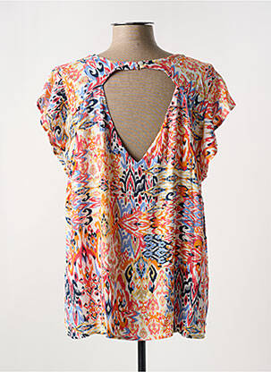 Blouse imprimé fantaisie manches courtes orange ICHI femme