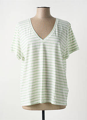 T-shirt coupe droite manches courtes vert ICHI femme